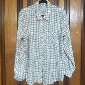 This is a Rails Brady button-down shirt in a powder steel blush plaid pattern.